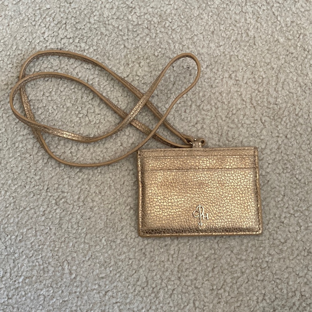 HP🌟Cole Haan Leather Card Holder with Strap, Rose Gold, Excellent Condition